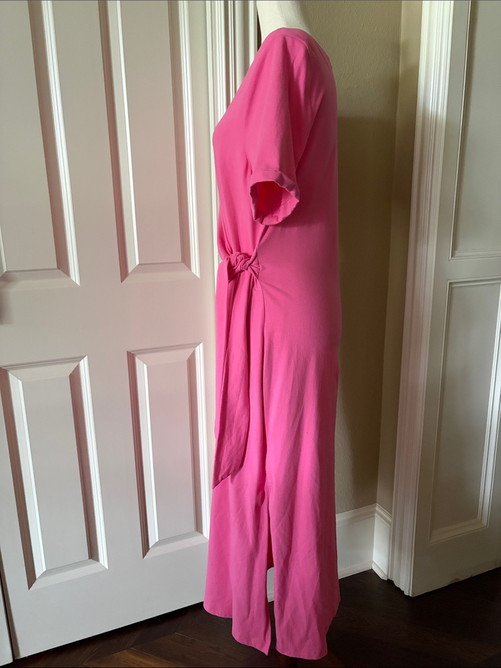 Lot of 2 Knot-Detail Midi Dress Bright Pink and Red L - Picture 4 of 11